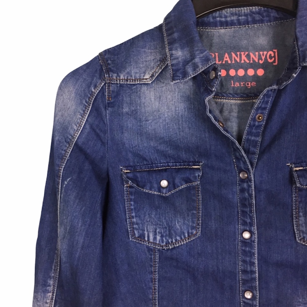 BlankNYC Distressed Denim Button Down